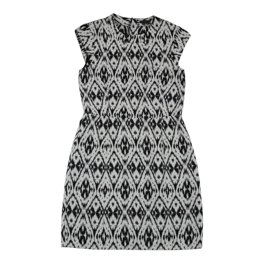 Theory Orinthia Sheath Dress Black White Ikat Print Scoop Neck Size 6